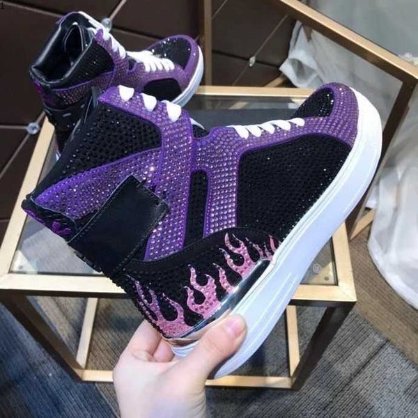 

the highest quality men's shoes pp mixed color high-cut lace-up style17 race runner plein casual sneakers shoes size 38-45, Black