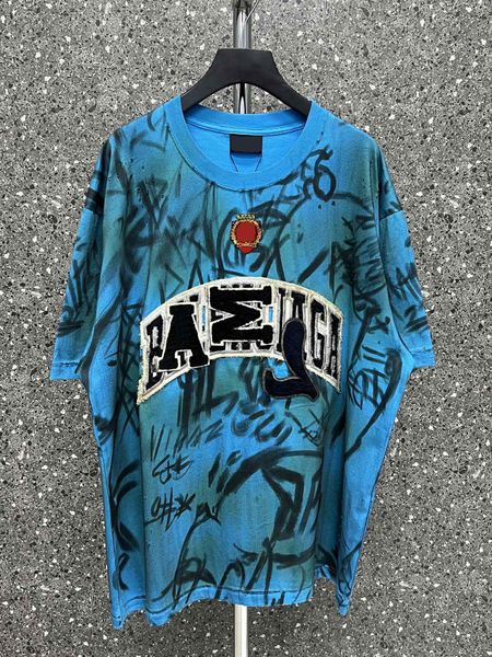 

men's plus tees & polos custom woven and dyed fabric with comfortable and soft texture. embroidered graffiti letter on the chest, loose, Black;brown