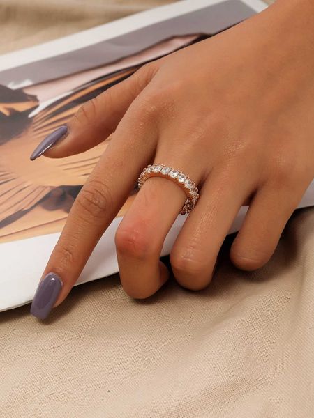

women's fashion accessories rhinestone decor ring, Silver