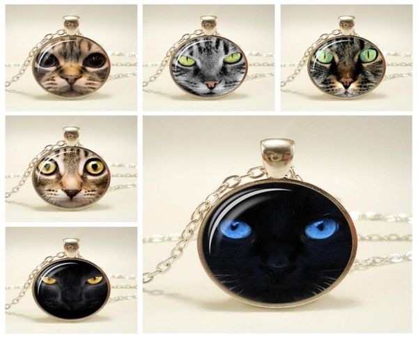 

painting black cat pendent necklace for pet lovers cat pendant jewelry glass cabochon necklace for women girls gift53049047836952, Silver
