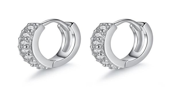 

charms stud 925 sterling silver hoop earrings black white cz diamonds engagement crystal ear rings beautiful jewelry8922091, Golden;silver