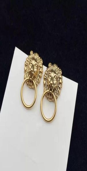 

luxury designer fashion charm earrings lion head ladies earring9190461, Golden