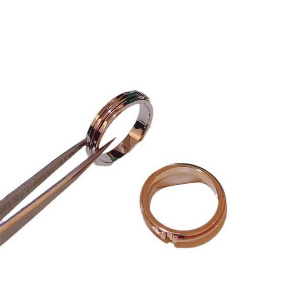 

trendy tiffay double t ring men's and women's new smooth plain 18k rose gold high edition hollow t1 couple oezt, Silver
