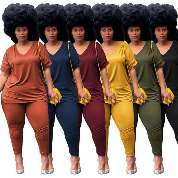 

summer v neck loose split pants daily plus size women s suit, White