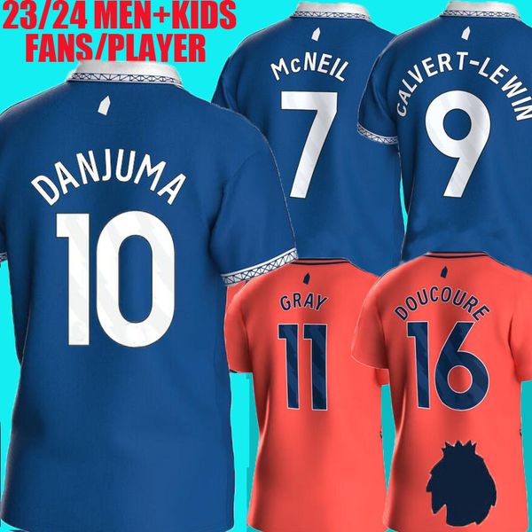 

23 24 calvert-lewin danjuma soccer jerseys mcneil keane davies digne uniforms kids kits set full sets 2023 2024 football shirts thai uniform, Black;yellow