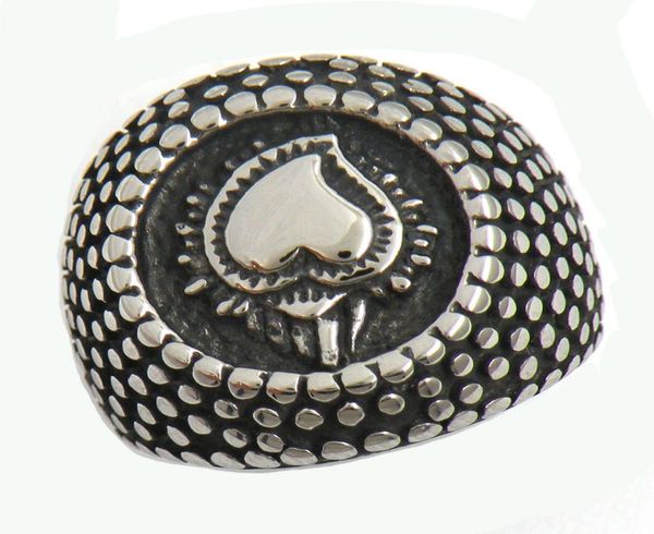 

fanssteel stainless steel vintage mens or wemens jewelry dot around love heart ring lucky ring 13w557447065, Silver