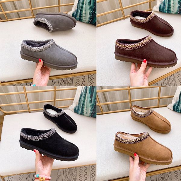 

designer australian platform slippers tazz tasman chestnut classic mini snow boots thick bottom real leather furry slides australia booties, Black