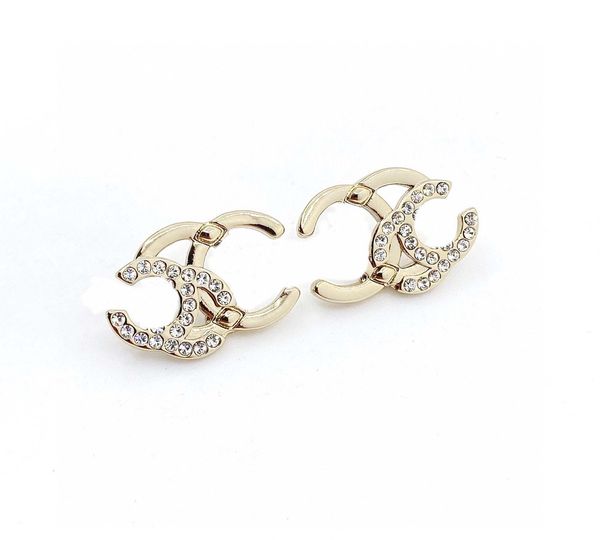

2023 luxury quality charm stud earring with diamond in two colors plated have box stamp ps7333b, Golden