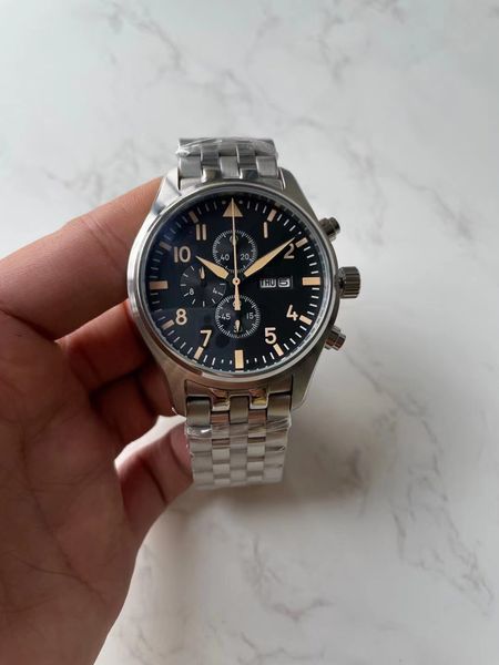 

2023 iwcs designer mens fashion casual waterproof watches men quartz stainless steel watch leather band ww04, Slivery;golden