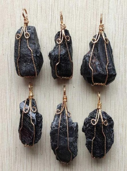 

pendant necklaces natural black tourmaline stone fashion irregular pendants for jewelry accessories making wholesale 6pcs/lotpendant9185149, Silver