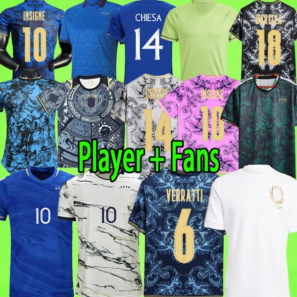 

2023 italy soccer jerseys 125th player version maglie da calcio totti chiesa barella pirlo buffon italia 23 24 football shirt t women men se, Black;yellow
