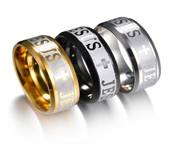 

jesus cross finger ring stainless steel gold plated color retention 5 sizes rings jewelry ornaments women men fashion 1 5jz m29370083, Silver