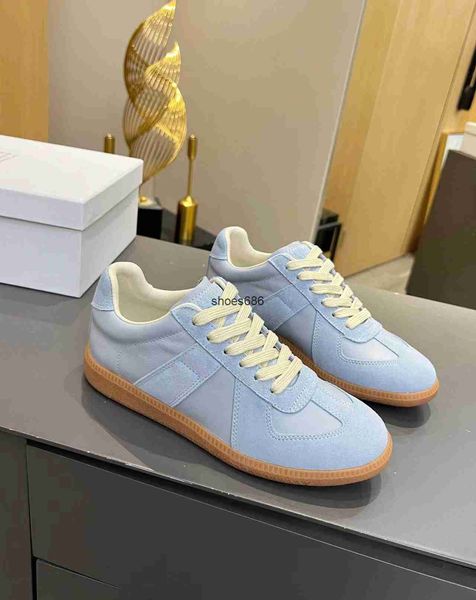 

mm6 german training shoes men's and women's lace up small white shoes flat bottom casual sports color matching versatile couple bo, Black