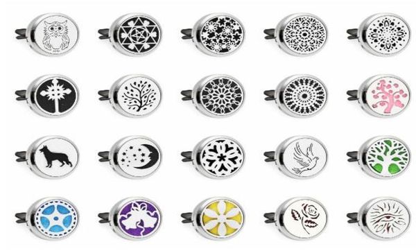 

1pcs owl moon dog tree flower 30mm aroma perfume magnetic locket alloy car diffuser locket vent clip with 10pcs oil pads hg067521399, Bronze;silver