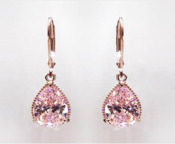 

rose diamond for women fashion pink z gemstone bizuteria 14k gold garnet drop earring orecchini girls7371716, Silver