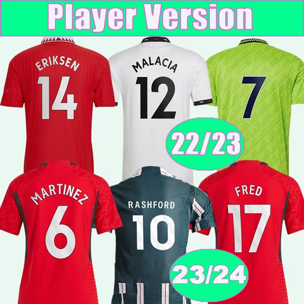 

2023 24 rashford sancho mens player soccer jerseys 22 23 maguire martinez b. fernandes martial greenwood eriksen fred varane shaw elanga hom, Black;yellow