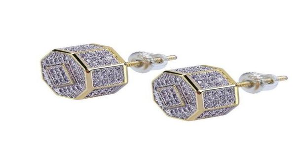 

stainless steel earring cz stud earring for men women puffed marine micro paved full bling iced out earring hip hop jewelry gift m1579117