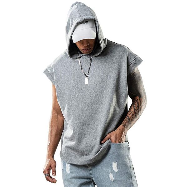 

men' tank sports hoodie sleeveless tshirt 230721, White;black
