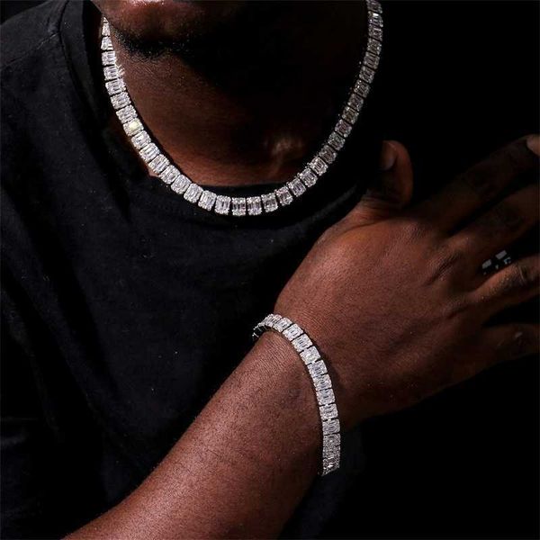 

hip hop platinum plated vvs moissanite men tennis chain, Silver