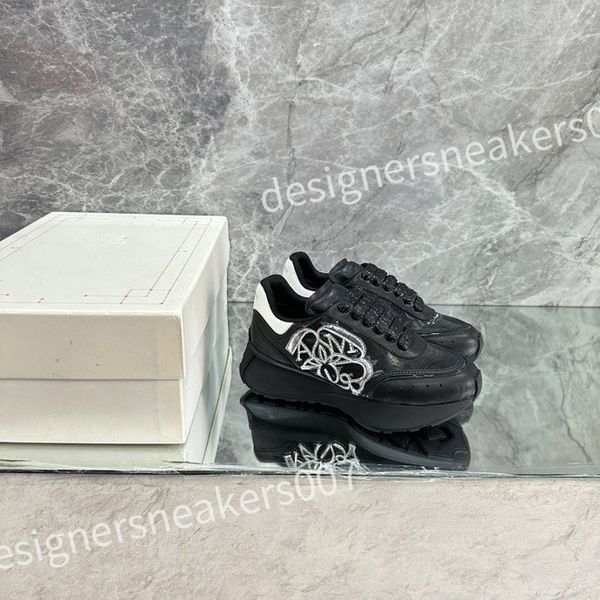 

luxury designer women mens casual shoe fashion genuine leather mixed color woman trainers sneakers flats loafers female footwear xsd230403, Black