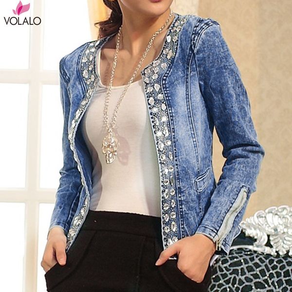 

women's jackets volalo arrivals women long sleeve denim coat ladies casual jacket outwear jeans overcoat for lady femme 230721, Black;brown