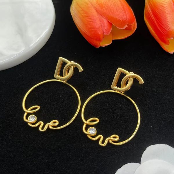 

hoop earrings diamond set alphabet earrings designer for women fashion gorgeous luxury two color love jewelry diamond lady gift, Golden;silver