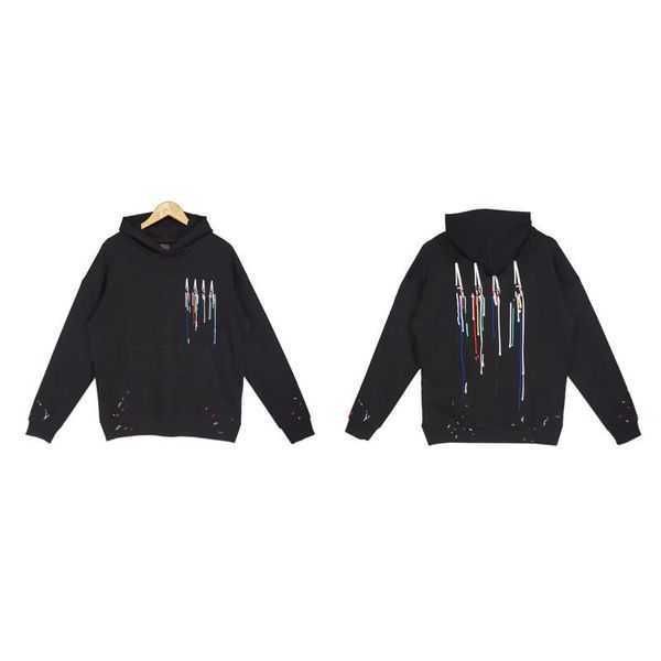 

amirri mens hoodie womens hoody long sleeve pullover graffiti camouflage clothing hoodies loose streetwear cottons sweatshirts fashion clot, Black