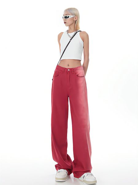 

women's jeans gradient wideleg jean's high street loose y2k millennial style thin american retro casual mopping 230721, Blue