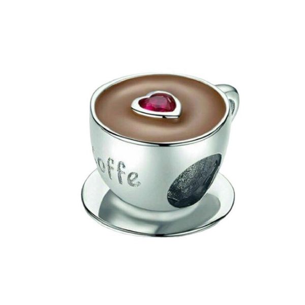 

fits pandora bracelets 20pcs diy brown enamel coffee cup charm bead fit pandora charms bracelet beads for 925 sterling silver jewelry making, Black