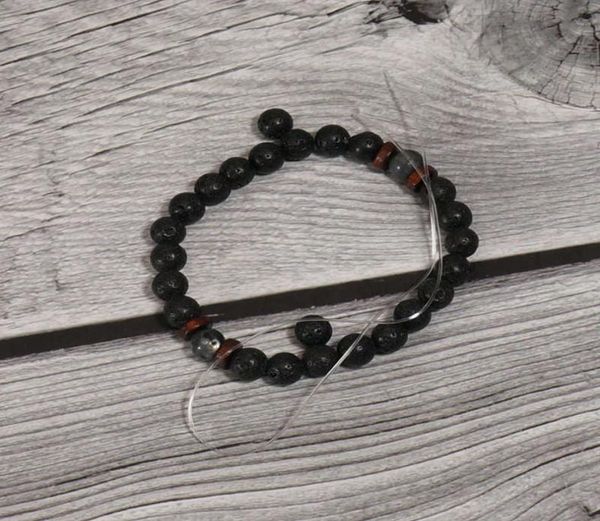 

mens stretch beaded braceletwhole chakra jewlery0123454239063, Black