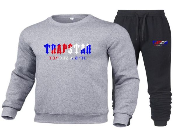 

autumnwinter brand tracksuit men039s sweatshirt sports sets fashion rainbow plush print fleece sweatshirt sweatpants8212513, Gray