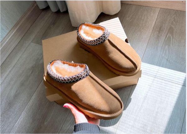 

women tasman slippers chestnut fur slides sheepskin shearling tazz new mules ultra mini platform boots slip-on shoes suede upper comfort fal, Black