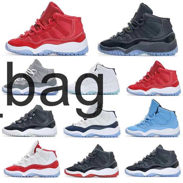 

2023 infant 11 kids basketball shoes td cool grey xi sneaker concord space jam metallic silver pink snakeskin bred legend blue children desi, Black