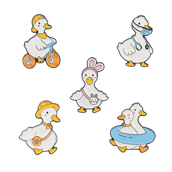 

lovely metal oil drop duck brooches enamel cartoon duck brooch pins fit hats handbag clothes festival animal funny ducks lapel badge party j, Gray