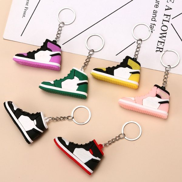 

fashion stereo sneakers keychains button pendant 3d mini basketball shoes model boyfriend birthday cake decorations selling key rings, Silver
