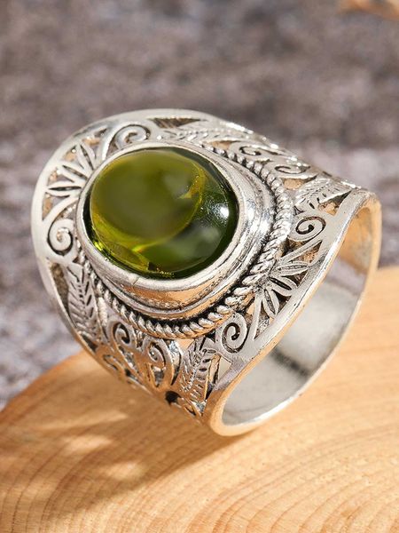 

women's accessories hollow out oval decor ring, Silver