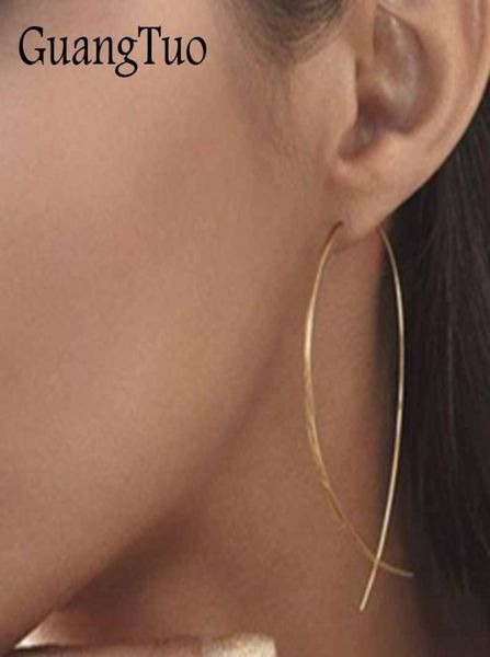 

ek143 new fashion fish shaped earring simplicity copper geometric handmade stud earring for women brincos de gota feminino2008961, Golden;silver