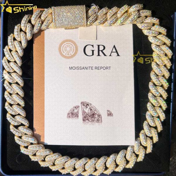 

20mm chain hiphop ice cut diamond miami cuban link chain men's necklace s925 sterling silver moissanite cuban chain