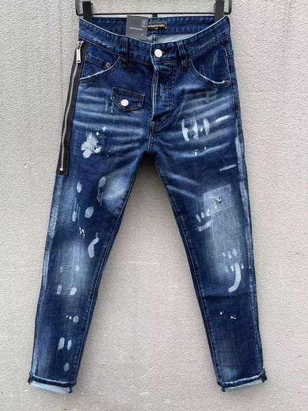 

dsq phantom turtle jeans men jeans mens luxury designer jeans skinny ripped cool guy causal hole denim fashion brand fit jean man washed pan, Blue