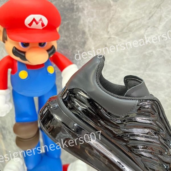 

new luxury fashion sneakers white shoes leather thick soled elevated men's and women's shoes versatile classic casual couple board, Black