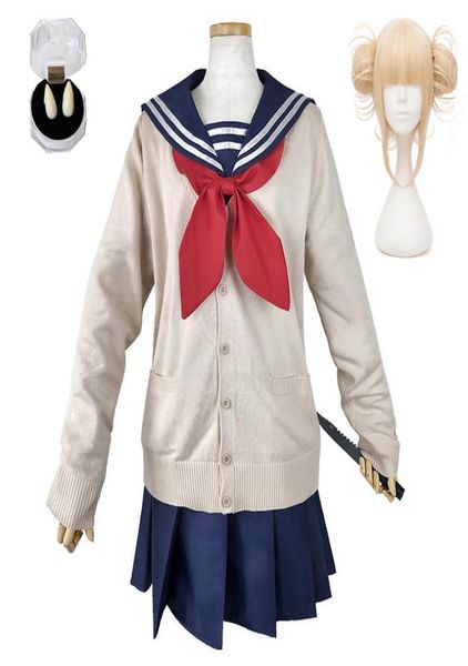 

my boku no hero academia akademia himiko toga cosplay costume wig false tooth5849833, Black