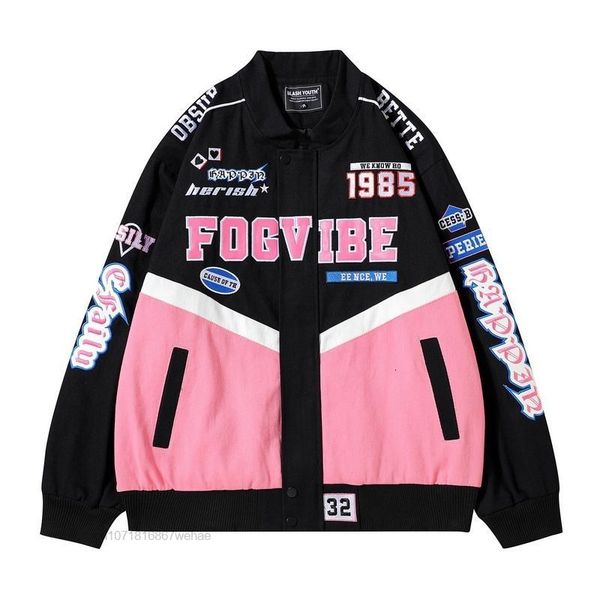 

women's jackets blue pink fashion sweet women bomber jackets y2k oversize coat thick zipper men varsity jackets loose retro outwear clo, Black;brown
