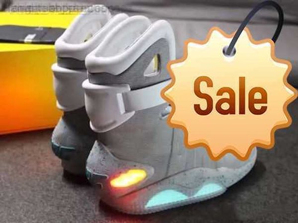 

2023 automatic laces air mag sneakers marty mcfly's air mags led shoes men back to the future glow in the dark gray boots mcflys sneake, Black