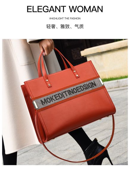 

2023 new orange retro ladies handbag shoulder bag large tote bag