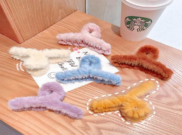 

winter warm women girls cute colorful soft plush hair claws sweet furry headband hair clip hairpin fashion hair accessories8100370, Slivery;golden