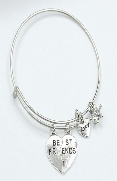 

fashion silver friends broken heart alloy charm bracelet bangles adjustable love heart bracelet women girls jewelry7972378, Golden;silver