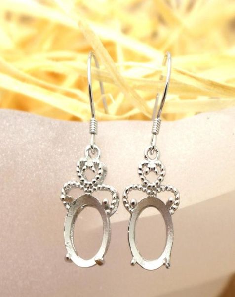 

7x9mm oval semi mount art deco 925 sterling silver fashion chandelier earrings fine silver women earrings4079908, Slivery;crystal