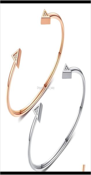 

316l stainless steel open bracelet fashion luxury designer diamond zirconia triangle geometric bracelets jewelry for women girls h4475143, Black