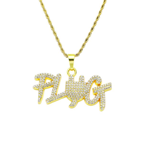 

hip hop rapper shiny diamond pendant gold necklace plug letters pendant micro-inset zircon jewelry 75cm night club accessory sweater chain 1, Silver