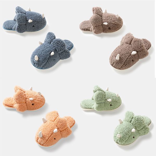 

slippers comwarm winter plush slippers yellow women slippers warm couple cotton shoes home nonslip bedroom flat shoes, Black